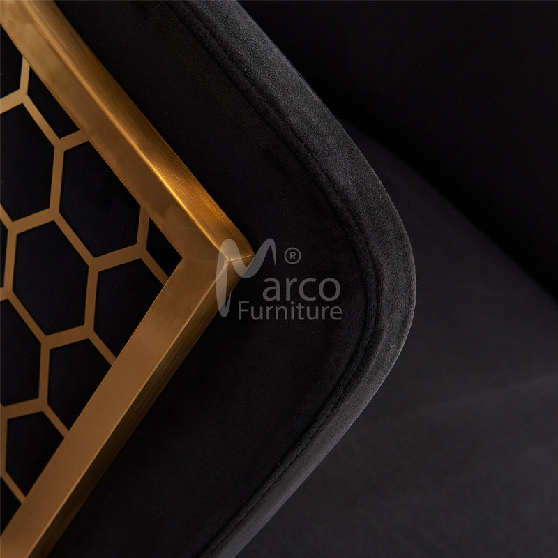 Honey Comb Bar Stool Black Velvet Upholstery