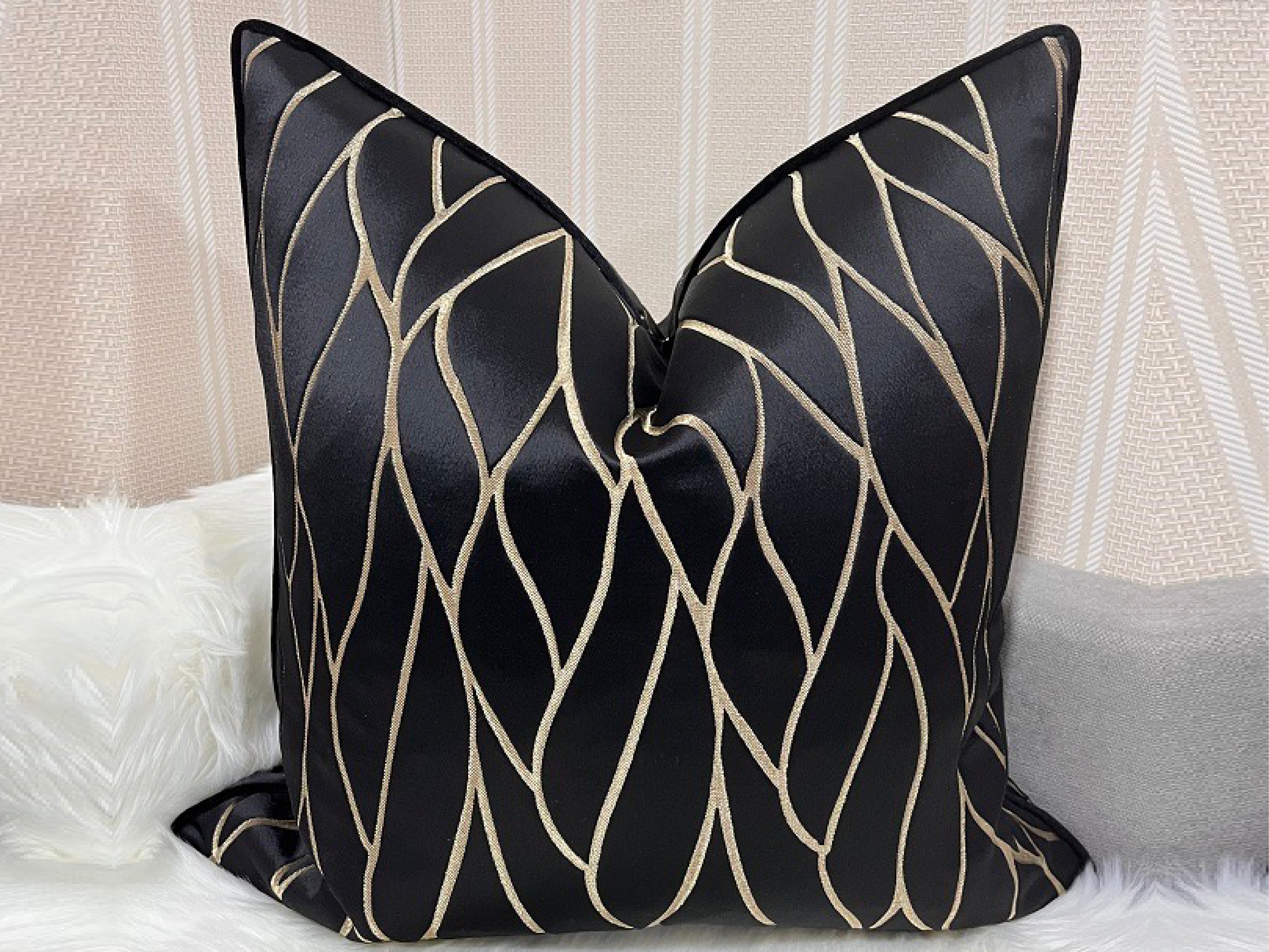 Geometric Designer Feather-Filled Cushion Modern Throw Pillow