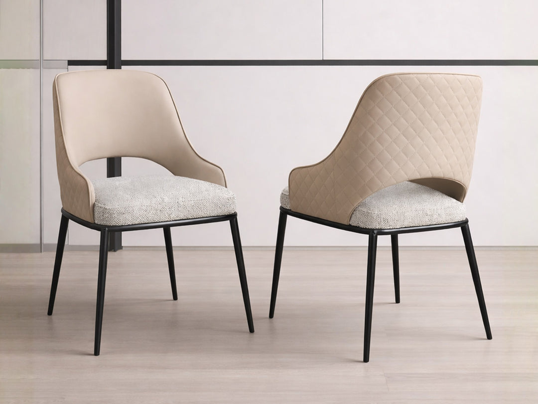Prada Dining Chair – Quilted Back & Fabric Seat