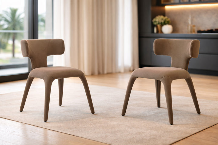 Enzo Fabric Dining Chair - Mushroom Brown