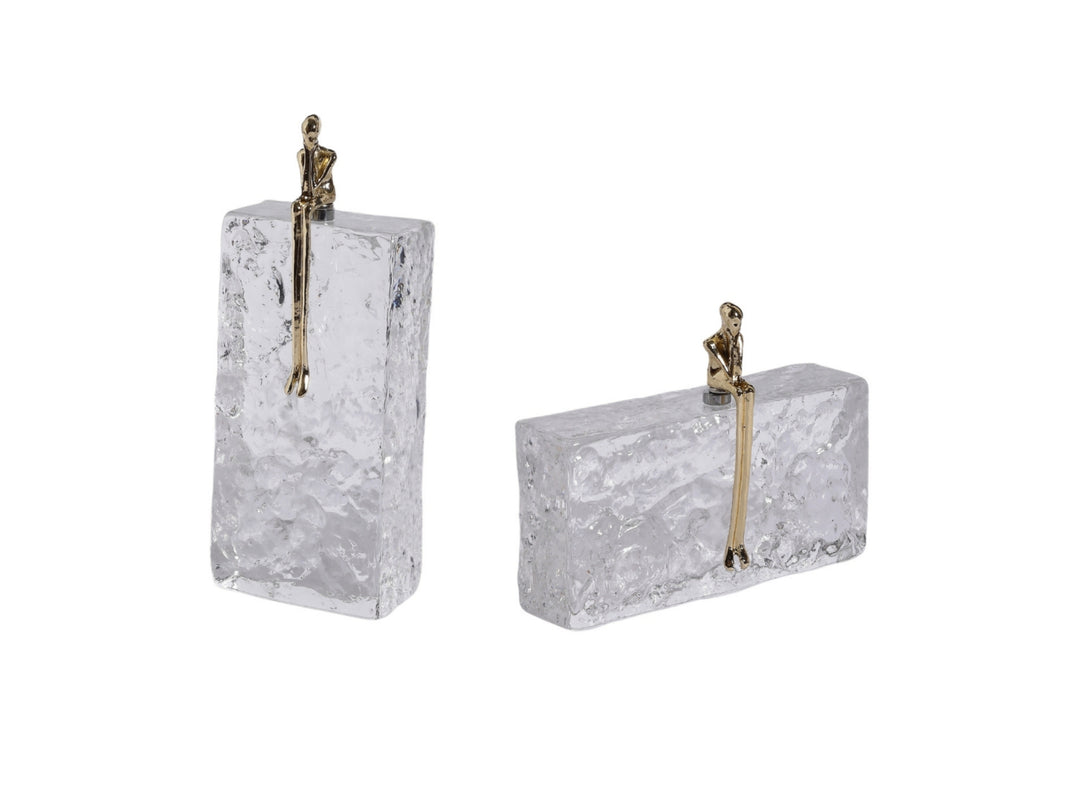 Kris Sculptural Glass Decor with Copper Figure
