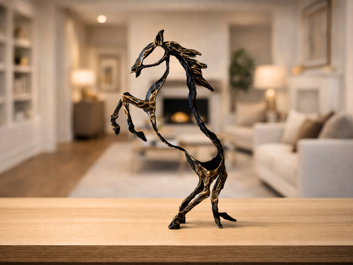 Abstract Rearing Horse Sculpture