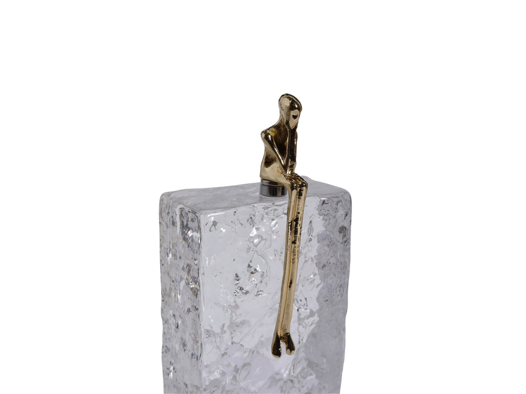 Kris Sculptural Glass Decor with Copper Figure