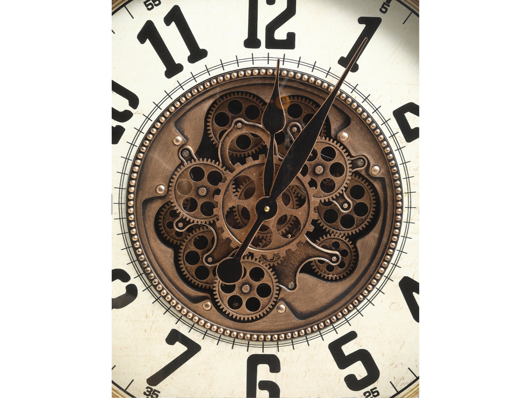 Haven Numeral Gear Wall Clock – Metal Frame (66cm)