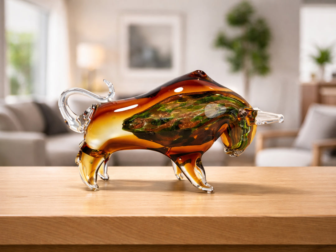 Bull Murano Style Glass Sculpture