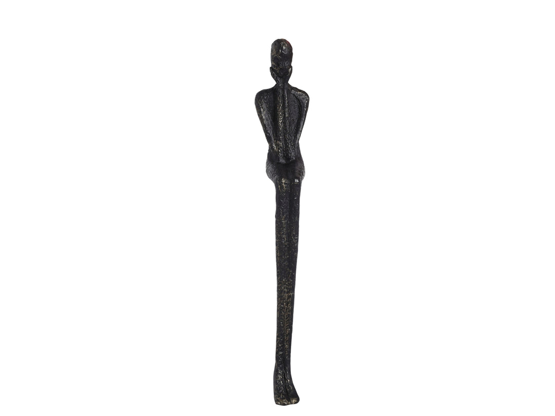 Edge Sitting Long-Legged Black Figure Sculpture