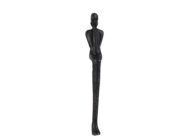 Edge Sitting Long-Legged Black Figure Sculpture