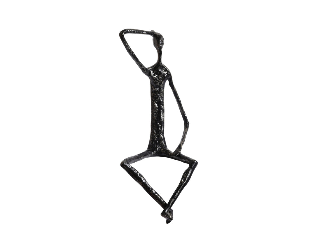 Thinking Man Figurine – Black & Gold Metal Shelf Sculpture