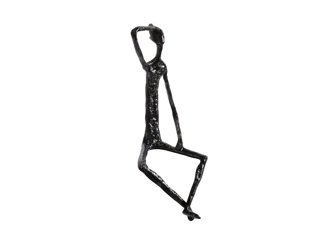 Thinking Man Figurine – Black & Gold Metal Shelf Sculpture