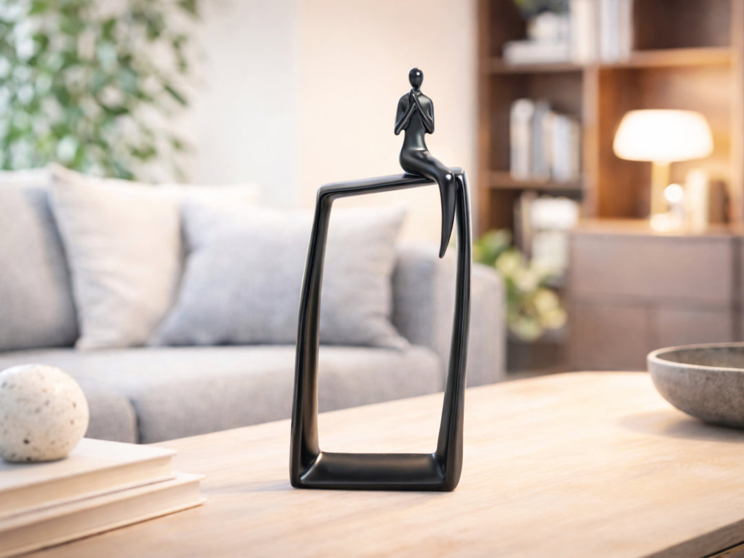 Black Ceramic Sitting Alone Man