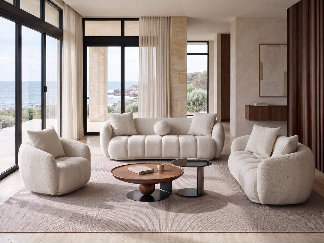 Valentina Curved Boucle Fabric Sofa