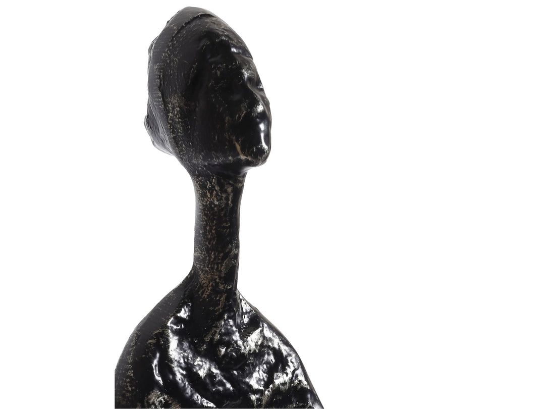 Nordic Black & Gold Sitting Figure Sculpture – Metal Shelf Decor