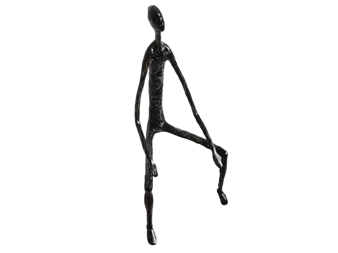 Nordic Black & Gold Sitting Figure Sculpture – Metal Shelf Decor