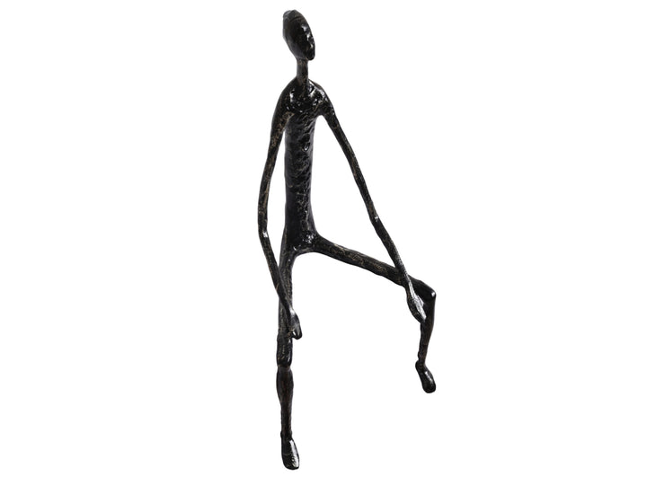 Nordic Black & Gold Sitting Figure Sculpture – Metal Shelf Decor