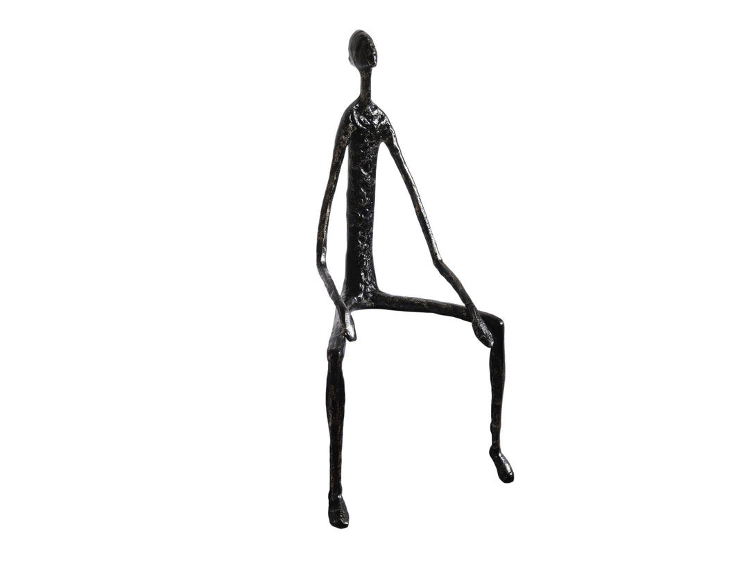 Nordic Black & Gold Sitting Figure Sculpture – Metal Shelf Decor