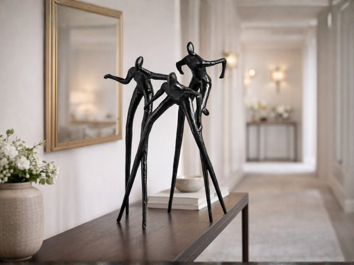 Abstract Dancing Trio Sculpture – Modern Metal Décor