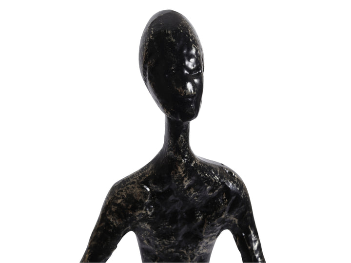 Minimalist Nordic Sitting Figurine – Black & Gold Metal