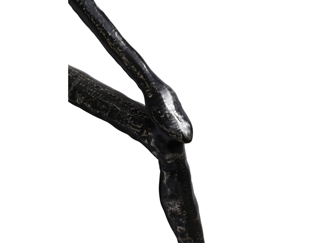 Minimalist Nordic Sitting Figurine – Black & Gold Metal