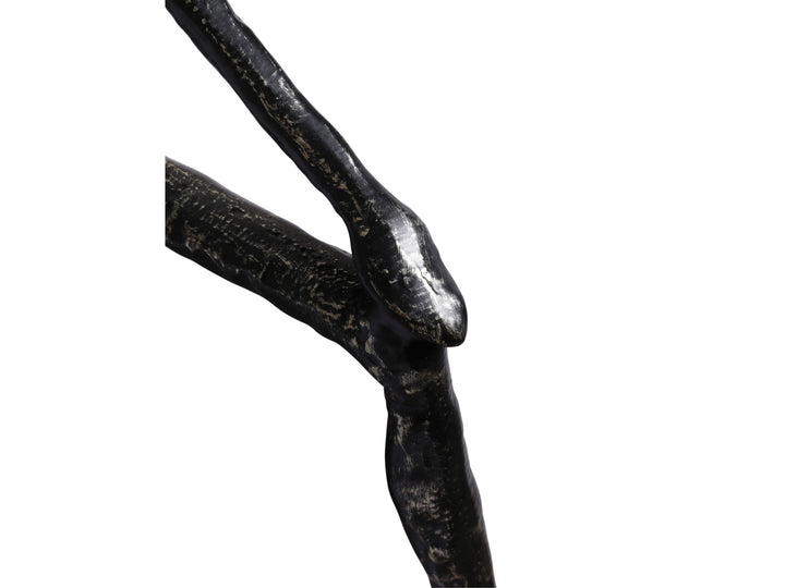 Minimalist Nordic Sitting Figurine – Black & Gold Metal