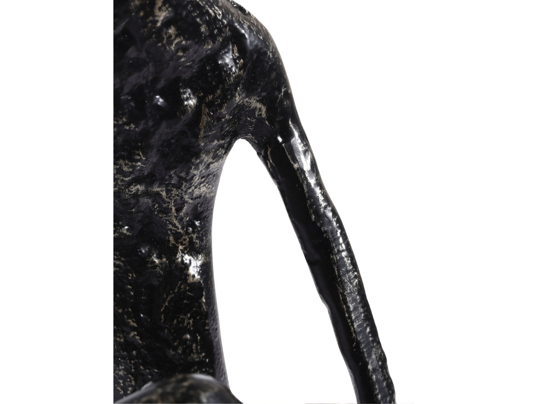 Minimalist Nordic Sitting Figurine – Black & Gold Metal