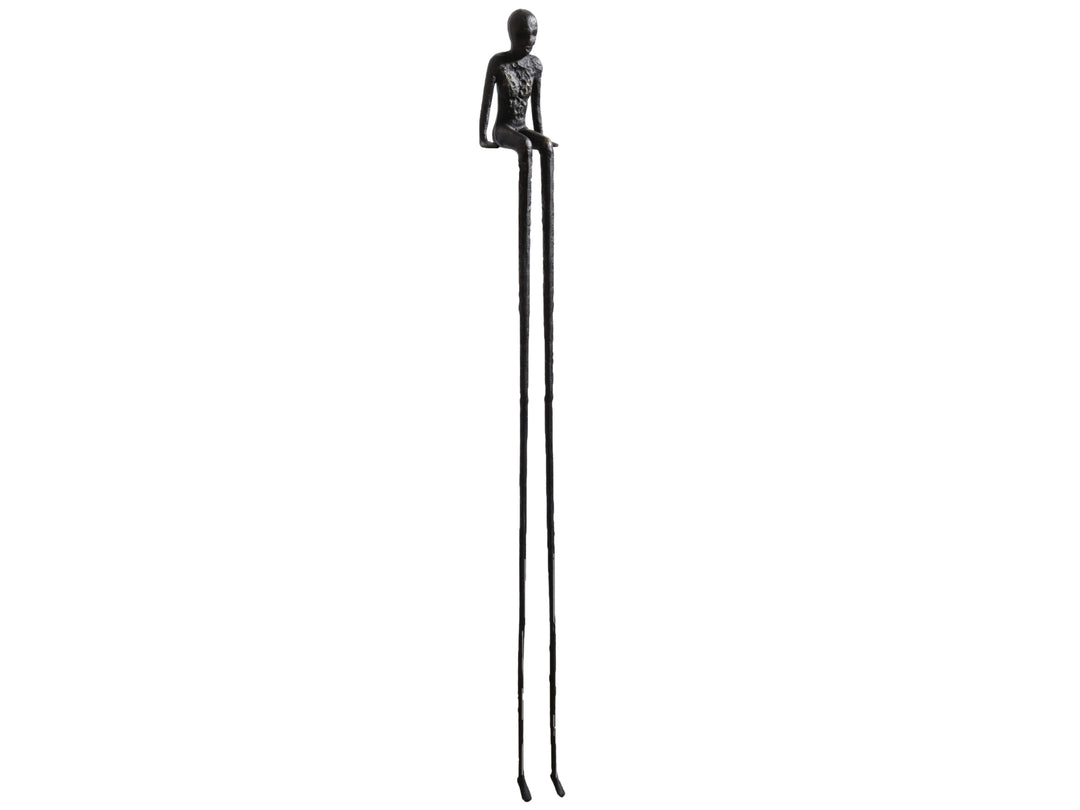Edge Sitting Long-Legged Black Figure Sculpture
