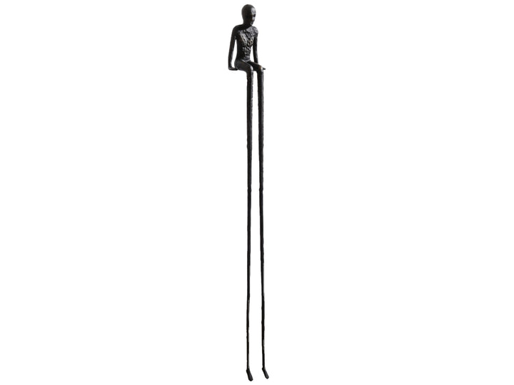 Edge Sitting Long-Legged Black Figure Sculpture
