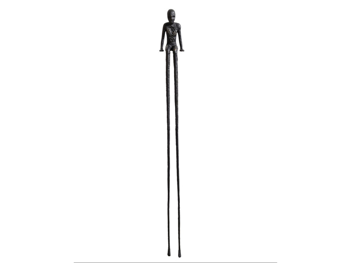 Minimalist Long-Legged Figurine – Black & Gold Metal Sculpture