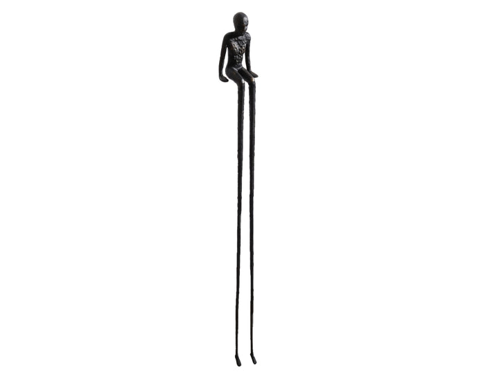 Minimalist Long-Legged Figurine – Black & Gold Metal Sculpture