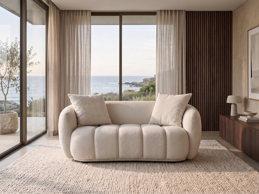 Valentina Curved Boucle Fabric Sofa