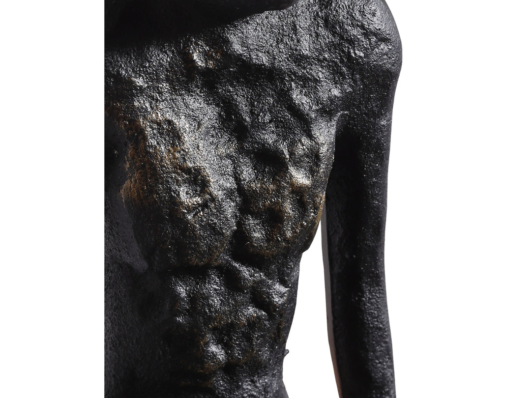 Minimalist Long-Legged Figurine – Black & Gold Metal Sculpture