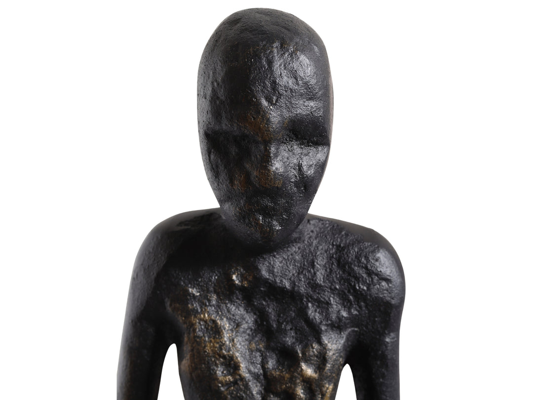 Edge Sitting Long-Legged Black Figure Sculpture