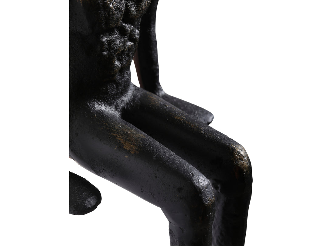 Minimalist Long-Legged Figurine – Black & Gold Metal Sculpture