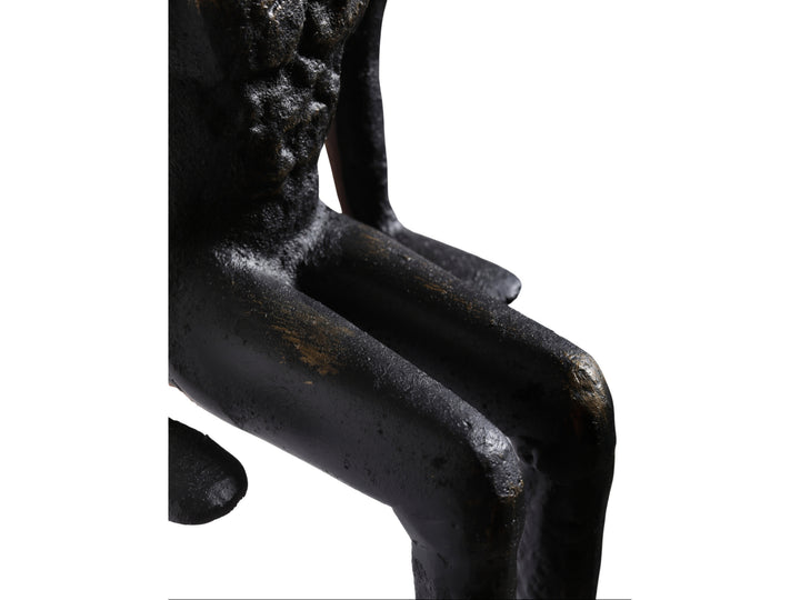 Edge Sitting Long-Legged Black Figure Sculpture
