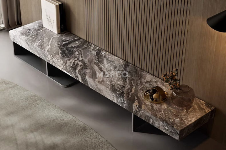Venezia Sintered Stone TV Unit with Stainless Steel Base