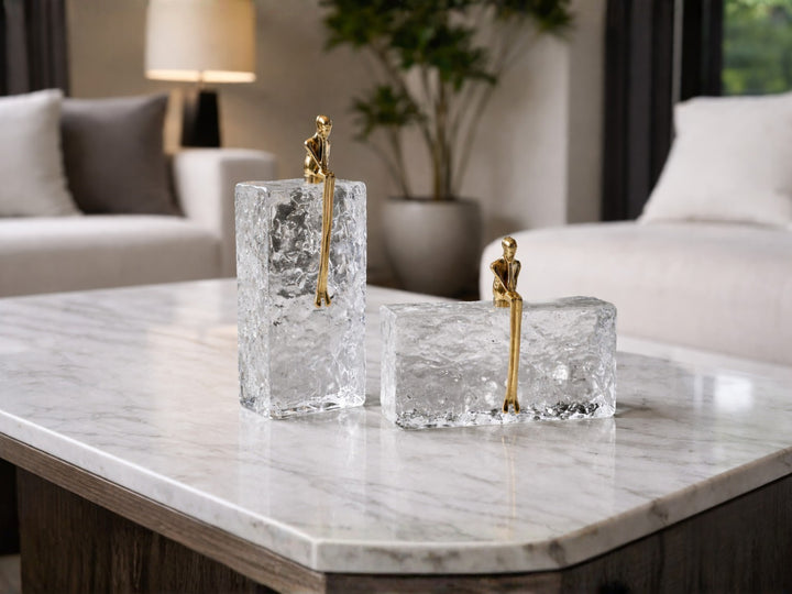 Kris Sculptural Glass Decor with Copper Figure