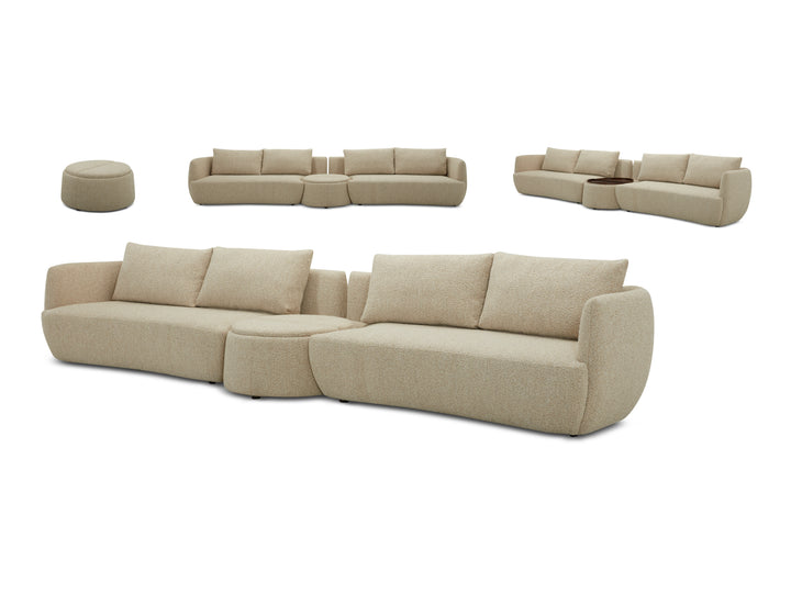 Dove 6-Seater Corner Fabric Lounge with Ottoman – Modern Sectional Sofa