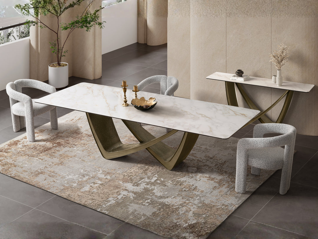 Filo Dorato Sintered Stone Top Dining Table