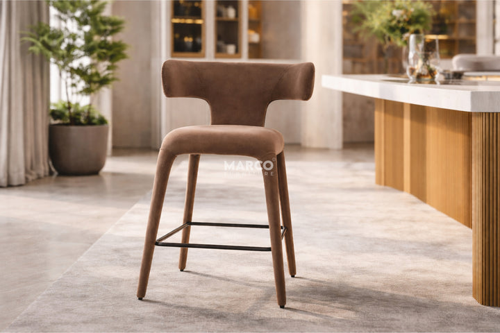 Enzo Fabric Bar Chair - Modern Upholstered Bar Stool