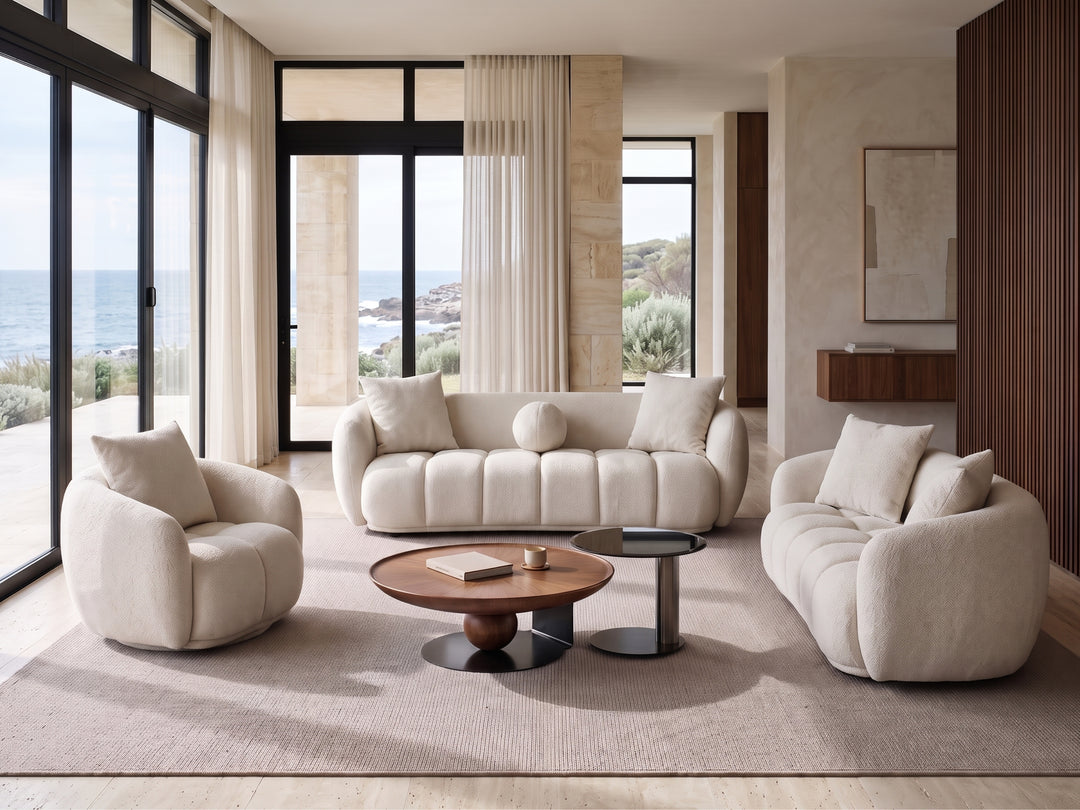 Valentina Curved Boucle Fabric Sofa