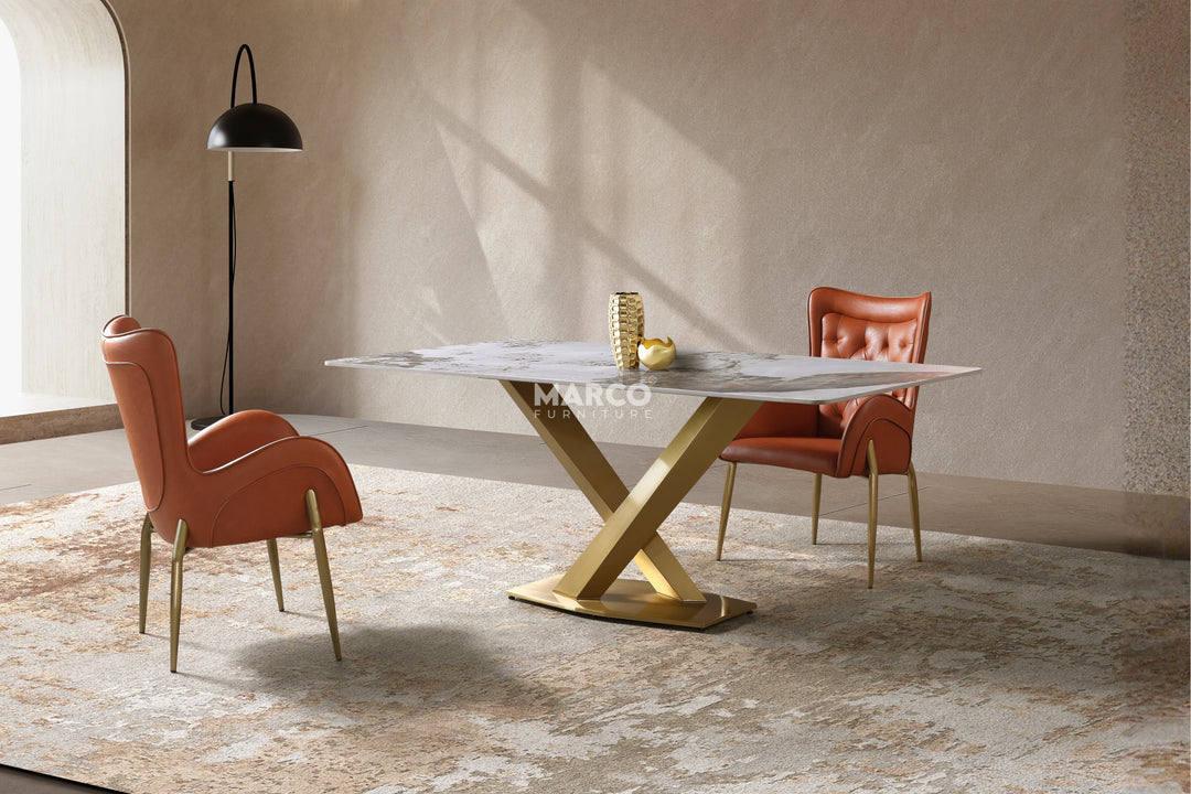 Harvey Ceramic Dining Table (Gold)