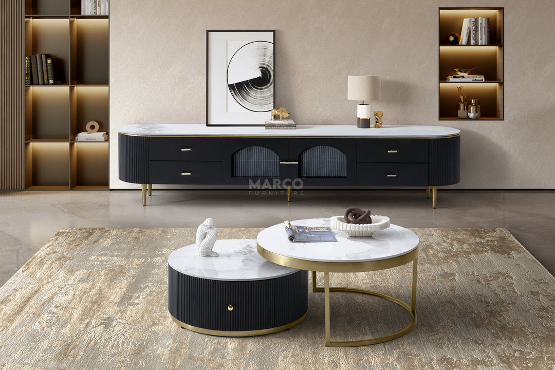 Doyle Sintered Stone Top Entertainment Unit with Storage