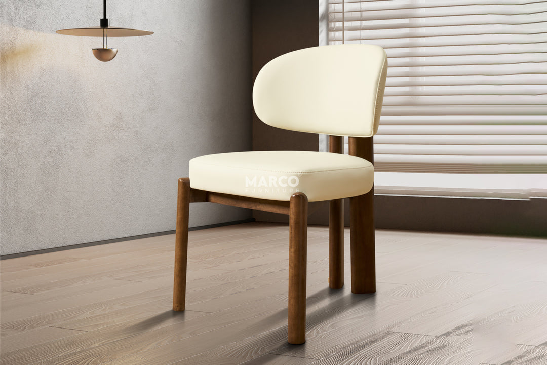 Sofie Black Leather Dining Chair – Modern Design with Wooden Legs