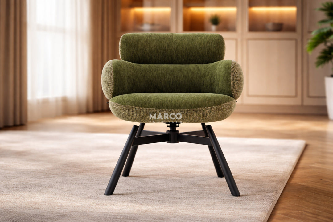 Monaco Upholstered Fabric Swivel Dining Chair