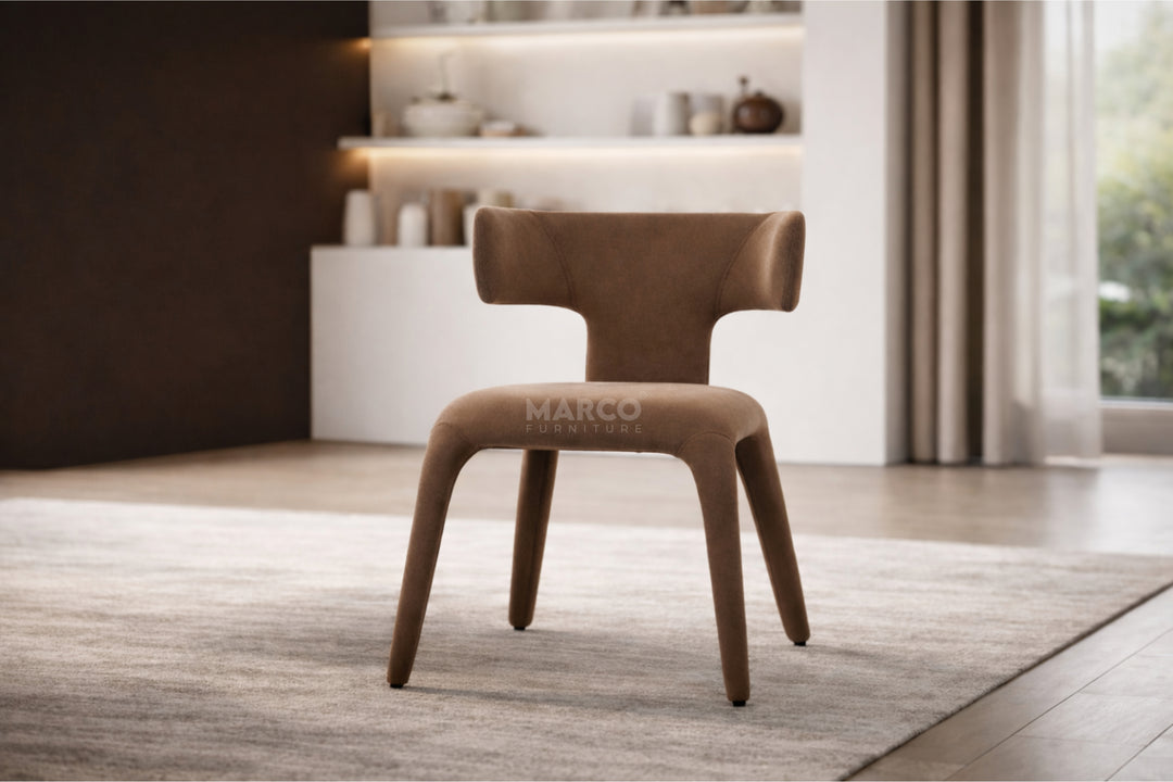 Enzo Fabric Dining Chair - Mushroom Brown