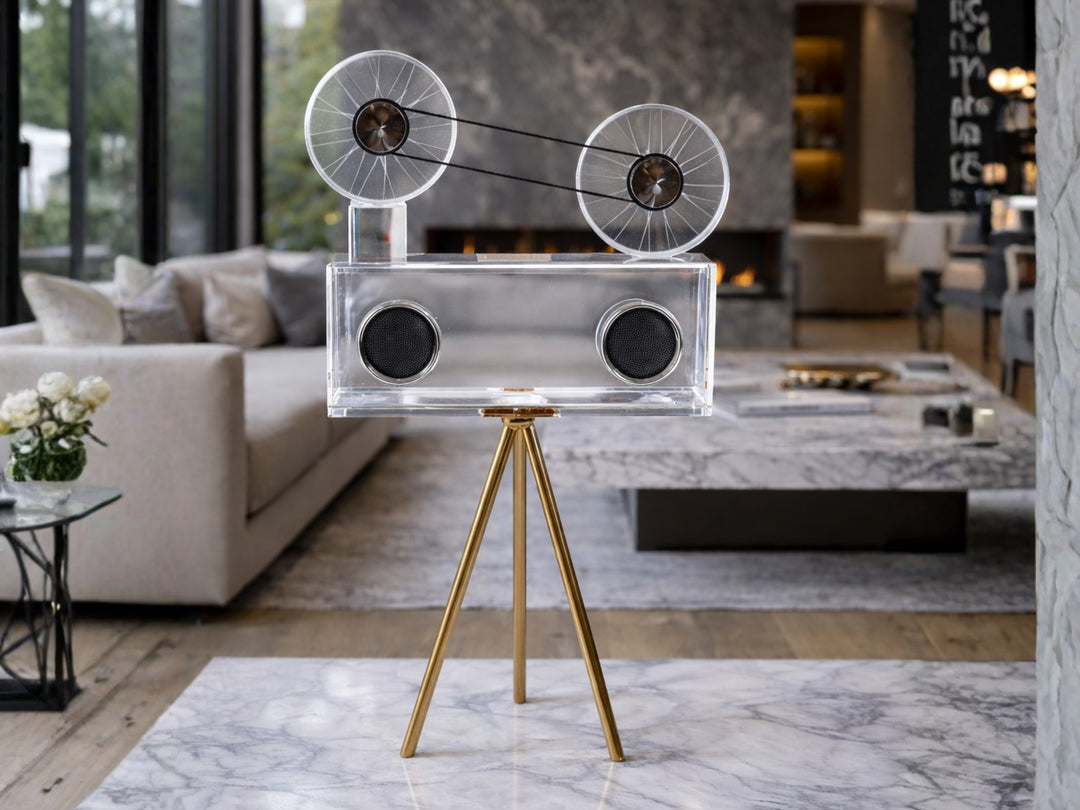 Crystal Reel Machine Crystal Film Reel Camera Sculpture | Tripod Decor