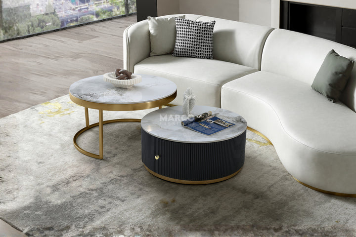 Doyle Sintered Stone Nesting Coffee Table Set with Storage