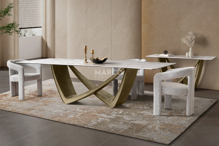 Filo Dorato Sintered Stone Top Dining Table
