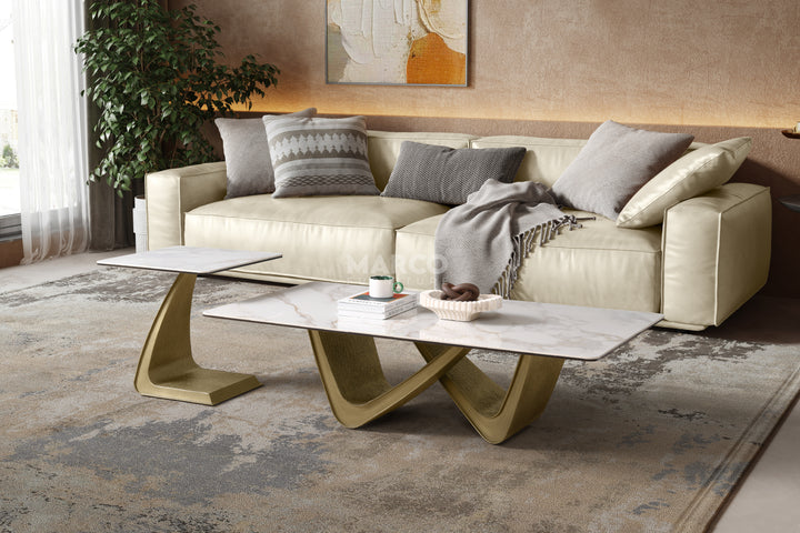 Filo Dorato Sintered Stone Coffee Table – Living Room Centrepiece