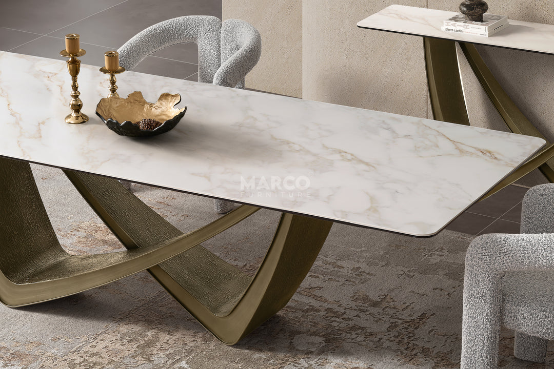 Filo Dorato Sintered Stone Top Dining Table