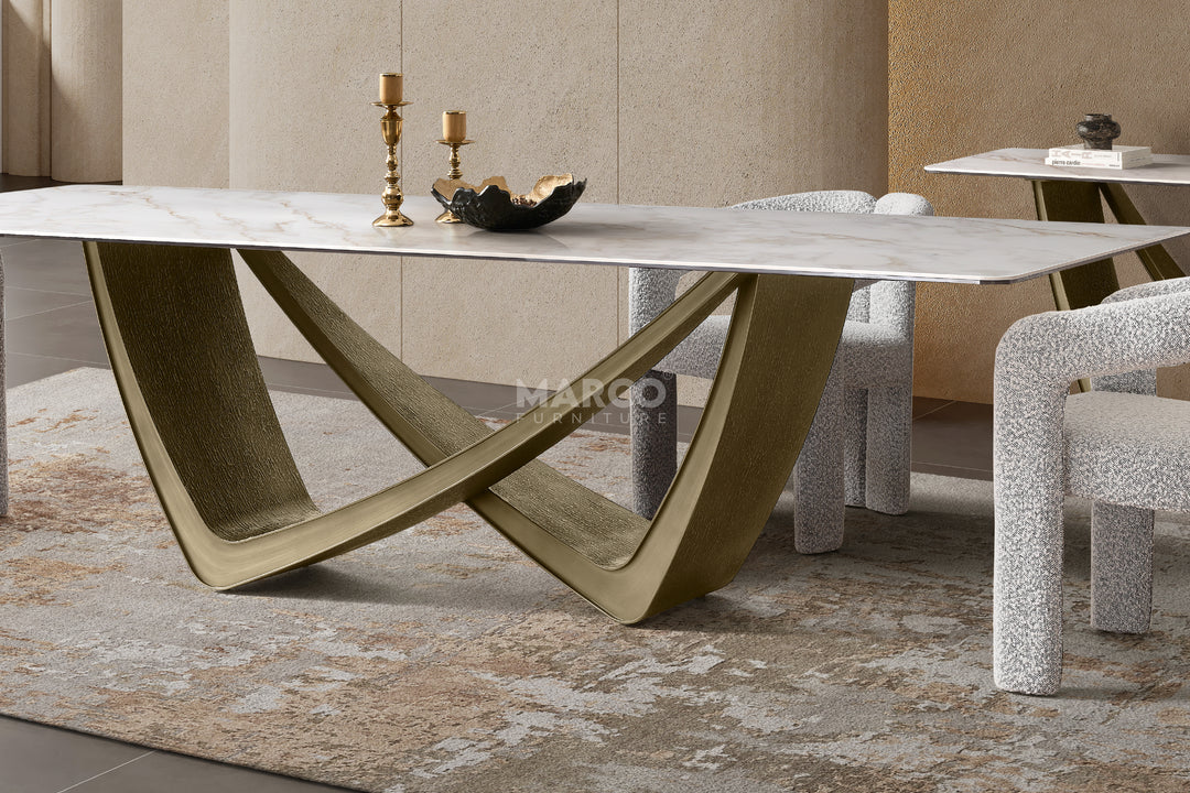 Filo Dorato Sintered Stone Top Dining Table